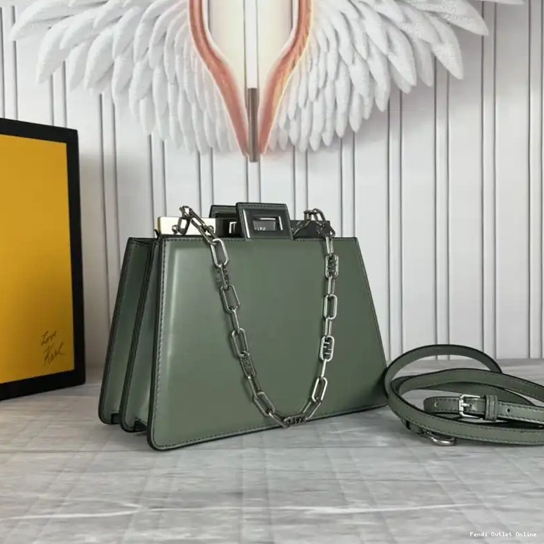 Cut Bag Leather Calf Peekaboo Green In Fendi Mini 0505